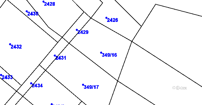 Parcela st. 349/16 v KÚ Velká u Hranic, Katastrální mapa