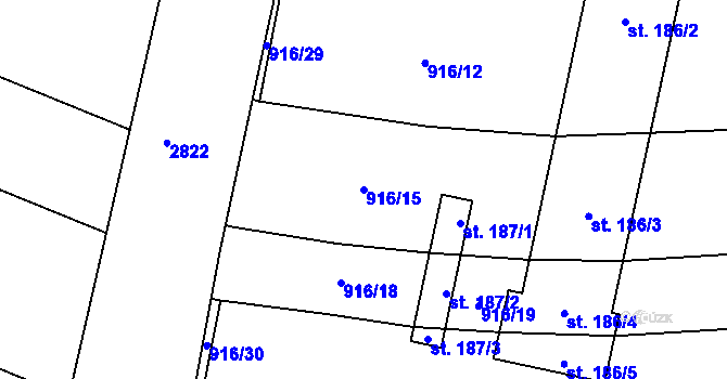 Parcela st. 916/15 v KÚ Velká u Hranic, Katastrální mapa