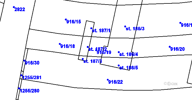 Parcela st. 916/19 v KÚ Velká u Hranic, Katastrální mapa