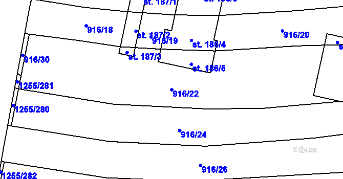 Parcela st. 916/22 v KÚ Velká u Hranic, Katastrální mapa