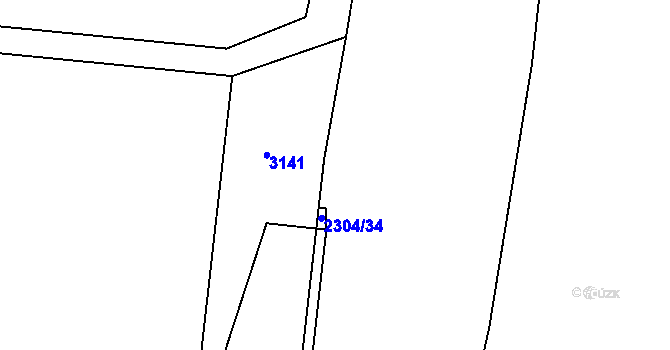 Parcela st. 2304/33 v KÚ Velká u Hranic, Katastrální mapa