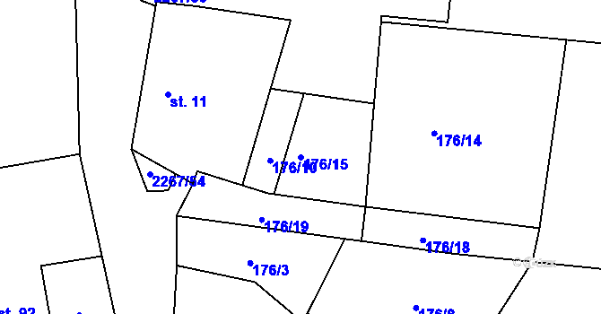 Parcela st. 176/15 v KÚ Velká u Hranic, Katastrální mapa