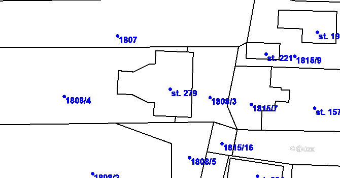 Parcela st. 279 v KÚ Velká u Hranic, Katastrální mapa