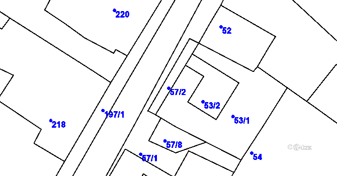 Parcela st. 57/2 v KÚ Košíkov, Katastrální mapa
