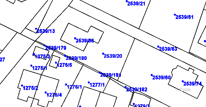 Parcela st. 2539/20 v KÚ Velká Bíteš, Katastrální mapa