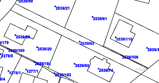 Parcela st. 2539/63 v KÚ Velká Bíteš, Katastrální mapa