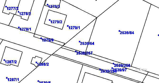 Parcela st. 2539/64 v KÚ Velká Bíteš, Katastrální mapa