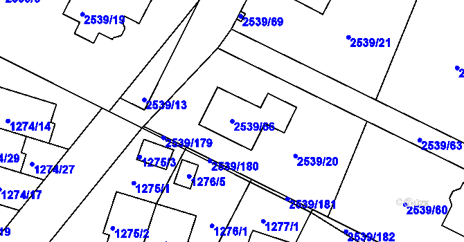 Parcela st. 2539/66 v KÚ Velká Bíteš, Katastrální mapa