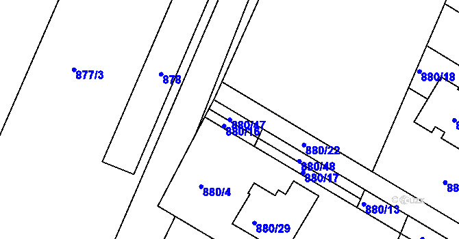Parcela st. 880/47 v KÚ Velká Bíteš, Katastrální mapa