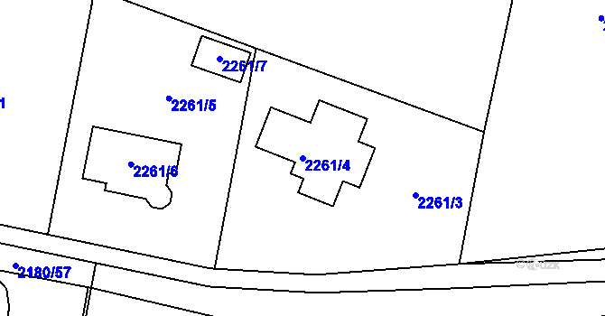 Parcela st. 2261/4 v KÚ Velká Bíteš, Katastrální mapa