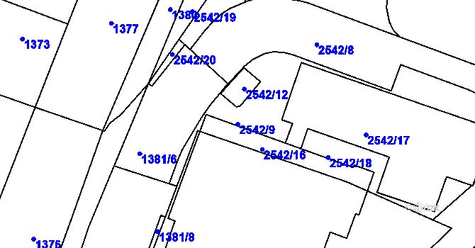 Parcela st. 2542/9 v KÚ Velká Bíteš, Katastrální mapa