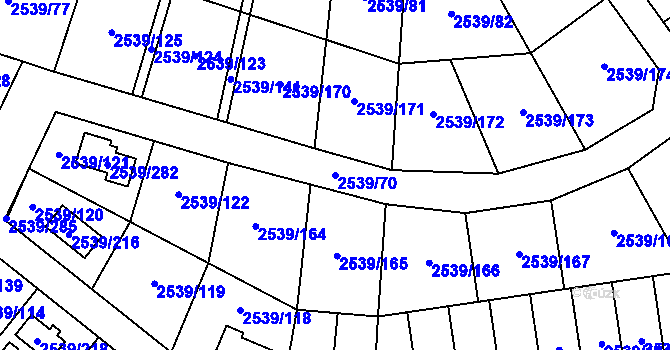 Parcela st. 2539/70 v KÚ Velká Bíteš, Katastrální mapa