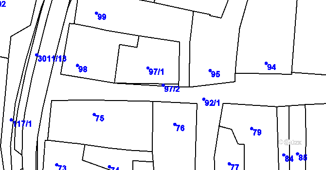 Parcela st. 97/2 v KÚ Velká Bíteš, Katastrální mapa