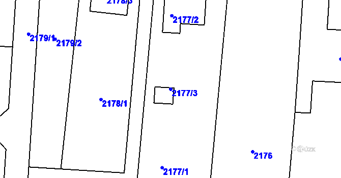 Parcela st. 2177/3 v KÚ Velká Bíteš, Katastrální mapa