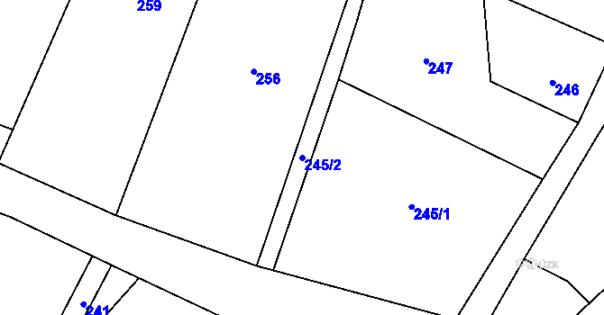Parcela st. 245/2 v KÚ Velká Bíteš, Katastrální mapa