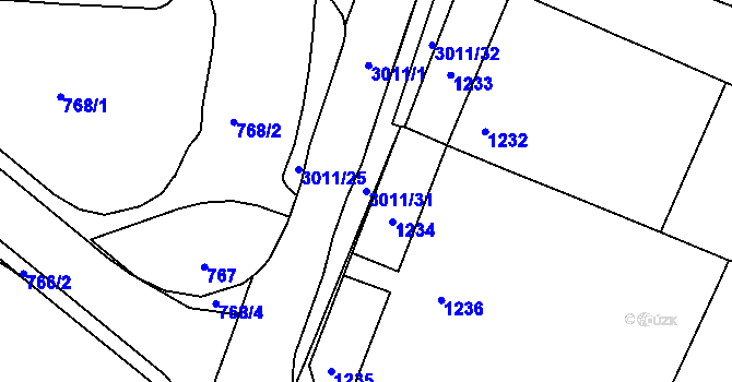 Parcela st. 3011/31 v KÚ Velká Bíteš, Katastrální mapa
