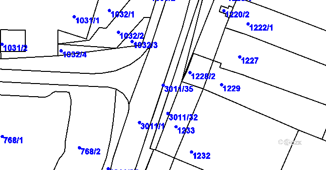 Parcela st. 3011/35 v KÚ Velká Bíteš, Katastrální mapa