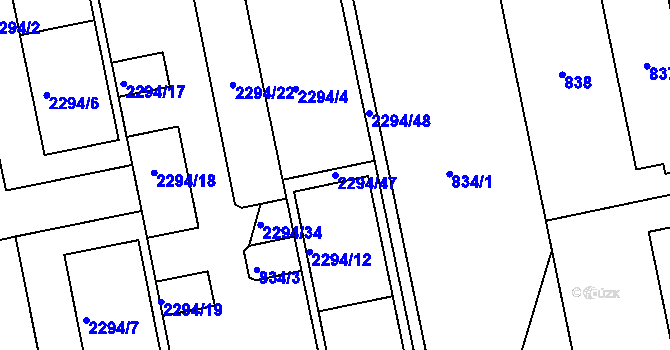 Parcela st. 2294/47 v KÚ Velká Bíteš, Katastrální mapa