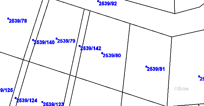 Parcela st. 2539/80 v KÚ Velká Bíteš, Katastrální mapa