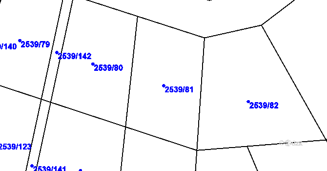 Parcela st. 2539/81 v KÚ Velká Bíteš, Katastrální mapa