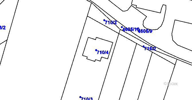 Parcela st. 710/4 v KÚ Velká Bíteš, Katastrální mapa