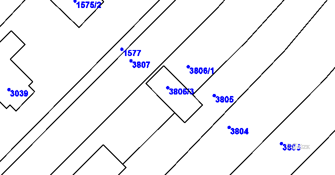 Parcela st. 3806/3 v KÚ Velká Bíteš, Katastrální mapa