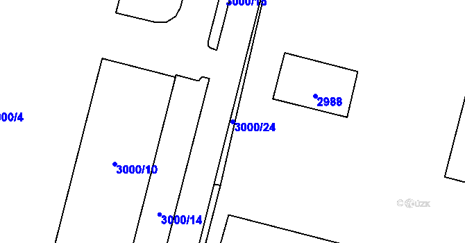 Parcela st. 3000/24 v KÚ Velká Bíteš, Katastrální mapa