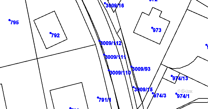 Parcela st. 3009/111 v KÚ Velká Bíteš, Katastrální mapa