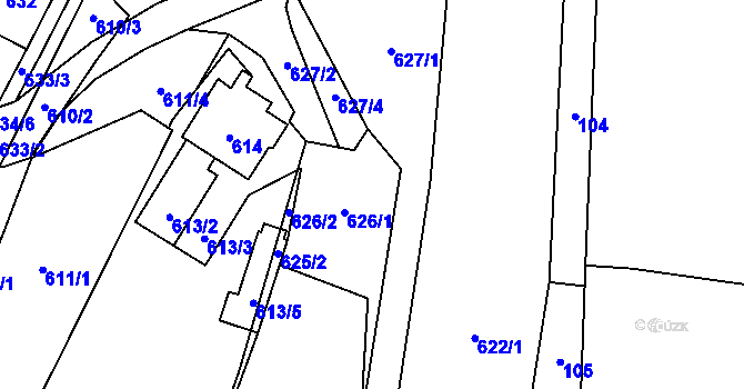 Parcela st. 623/3 v KÚ Velká Bíteš, Katastrální mapa