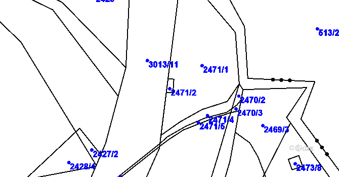 Parcela st. 2471/2 v KÚ Velká Bíteš, Katastrální mapa