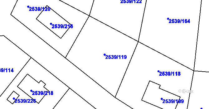 Parcela st. 2539/119 v KÚ Velká Bíteš, Katastrální mapa