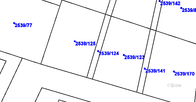 Parcela st. 2539/124 v KÚ Velká Bíteš, Katastrální mapa