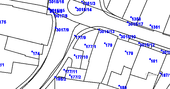 Parcela st. 177/1 v KÚ Velká Bíteš, Katastrální mapa