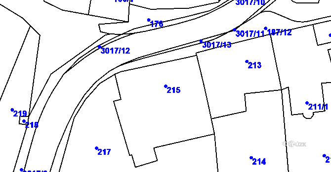 Parcela st. 215 v KÚ Velká Bíteš, Katastrální mapa
