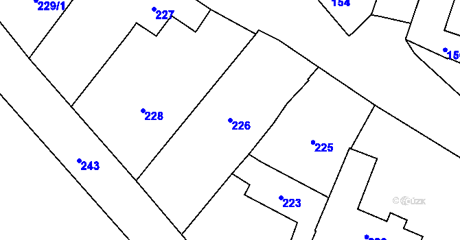 Parcela st. 226 v KÚ Velká Bíteš, Katastrální mapa