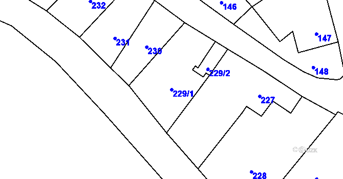 Parcela st. 229/1 v KÚ Velká Bíteš, Katastrální mapa
