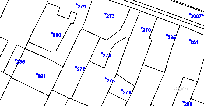 Parcela st. 274 v KÚ Velká Bíteš, Katastrální mapa