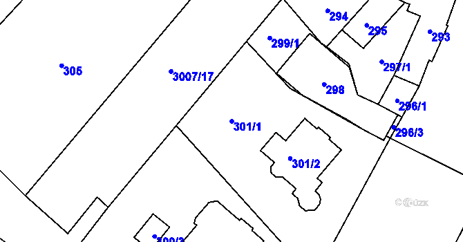 Parcela st. 301/1 v KÚ Velká Bíteš, Katastrální mapa
