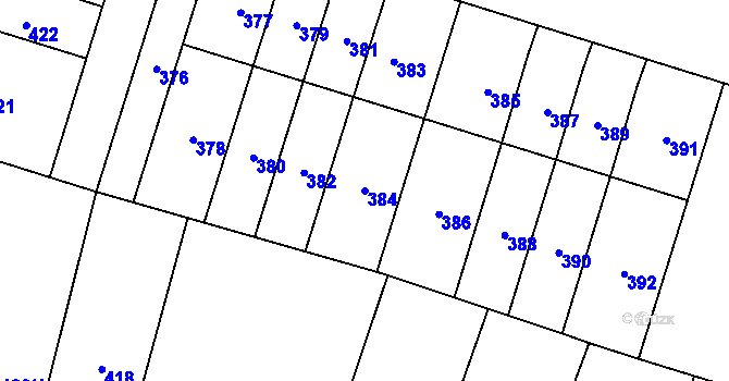 Parcela st. 384 v KÚ Velká Bíteš, Katastrální mapa
