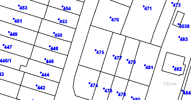 Parcela st. 475 v KÚ Velká Bíteš, Katastrální mapa