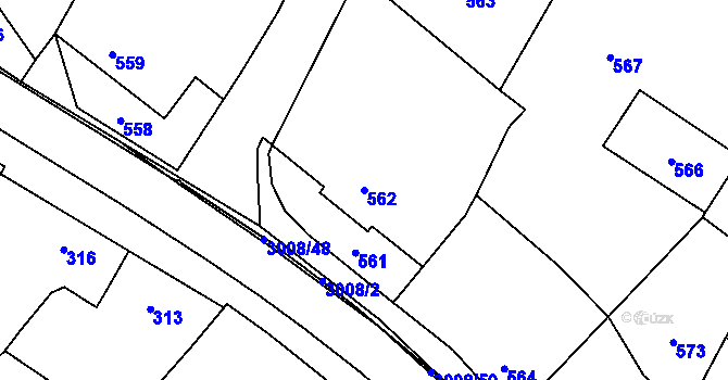 Parcela st. 562 v KÚ Velká Bíteš, Katastrální mapa