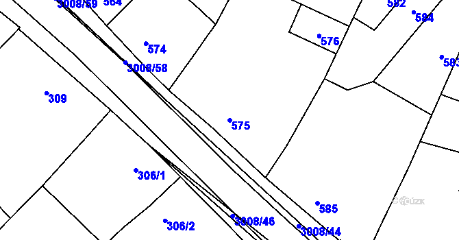 Parcela st. 575 v KÚ Velká Bíteš, Katastrální mapa