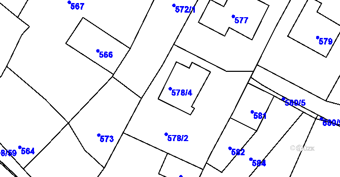 Parcela st. 578/4 v KÚ Velká Bíteš, Katastrální mapa
