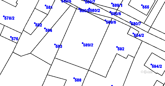 Parcela st. 589/2 v KÚ Velká Bíteš, Katastrální mapa