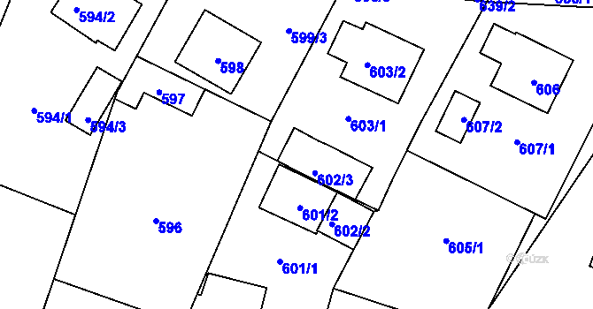 Parcela st. 602/1 v KÚ Velká Bíteš, Katastrální mapa