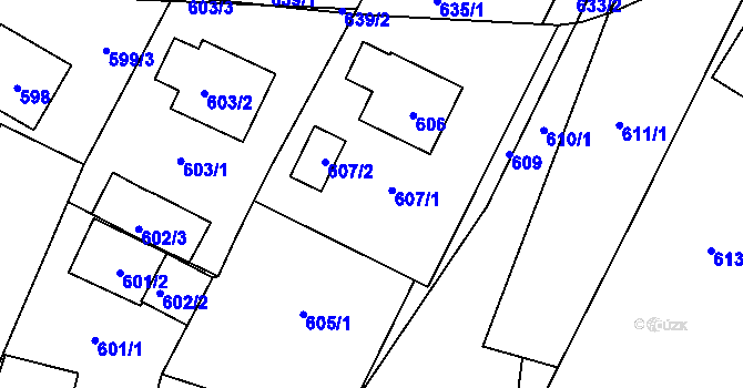 Parcela st. 607 v KÚ Velká Bíteš, Katastrální mapa