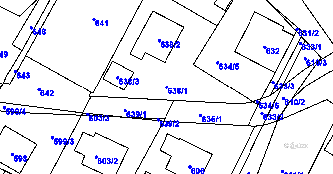 Parcela st. 638/1 v KÚ Velká Bíteš, Katastrální mapa