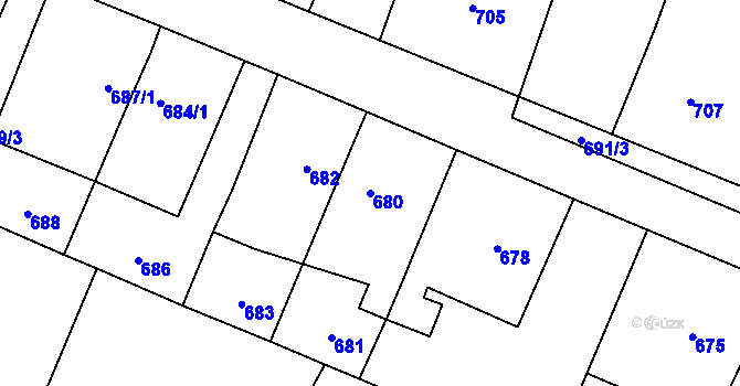 Parcela st. 680 v KÚ Velká Bíteš, Katastrální mapa