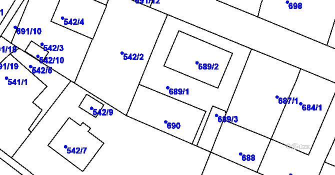 Parcela st. 689/1 v KÚ Velká Bíteš, Katastrální mapa