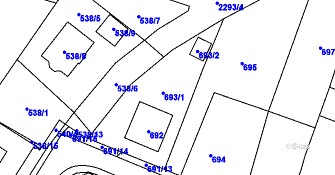 Parcela st. 693 v KÚ Velká Bíteš, Katastrální mapa